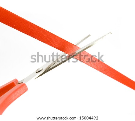 cutting ribbon with scissors