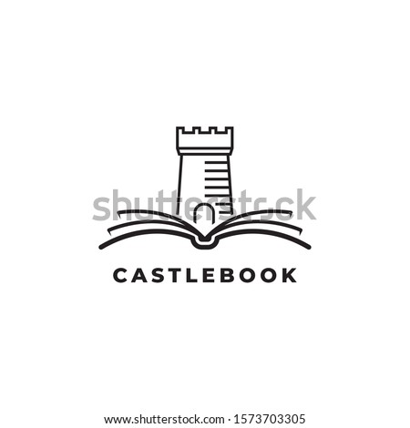 Castle with book logo design illustration symbol vector template