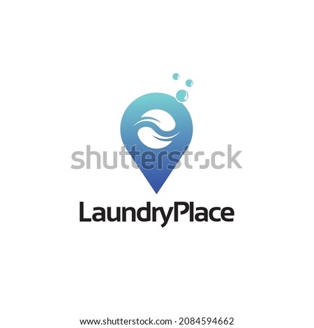 Laundry location logo design vector template