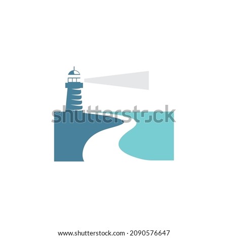 Coastal beach beacon logo design illustration vector template