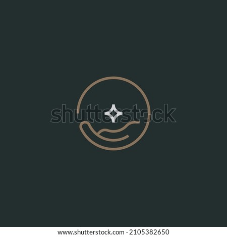 Hand and star logo design template