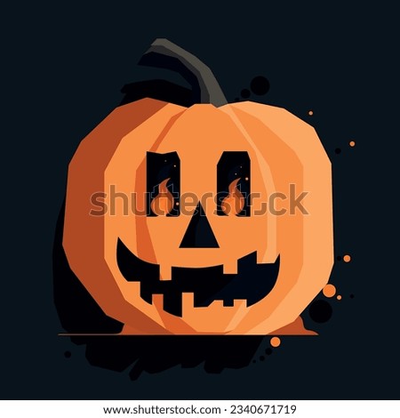 Creative Halloween pumpkin. Logo. Vampires. Halloween decor. Poster for a masquerade party. Bright saturated colors. Vector graphics.