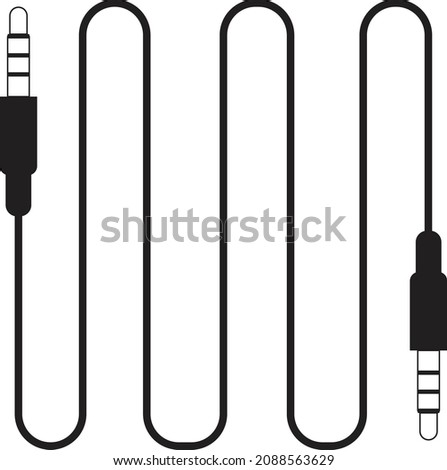 Aux 3.5 mm cable icon with long wires and 2 side of aux. Simple icon