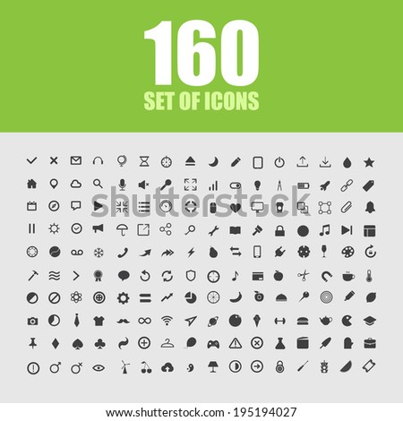 Set of 160 different quality icons