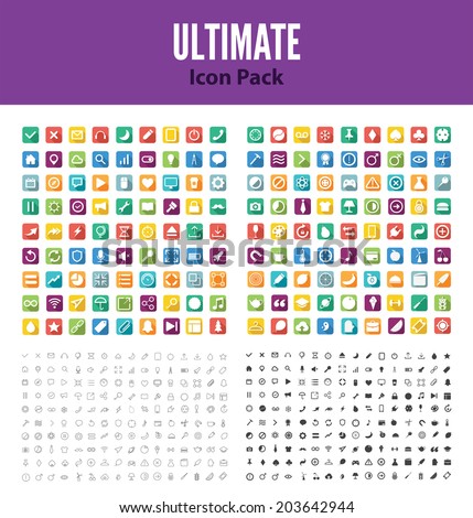 ultimate icon set multiple icons thin line web mobile business fruit chemistry game common computer it flat kitchen