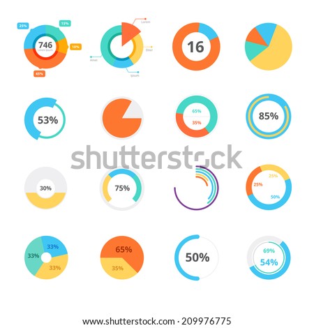 Infographic Elements, pie chart set icon, business elements and statistics with numbers.