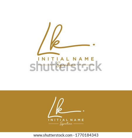 L K LK Initial letter handwriting and signature logo. Stok fotoğraf © 