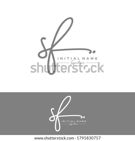 SF Initial letter handwriting and signature logo. Imagine de stoc © 