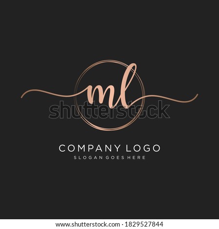 Initial ML beauty monogram and elegant logo design, handwriting logo of initial signature, wedding, fashion, floral and botanical with creative template.