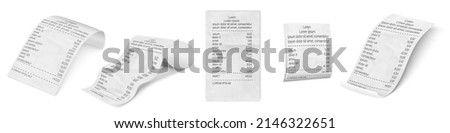 Receipt paper invoice vector. Bill cheque purchase isolated. Cash supermarket shop receipt pay shop.