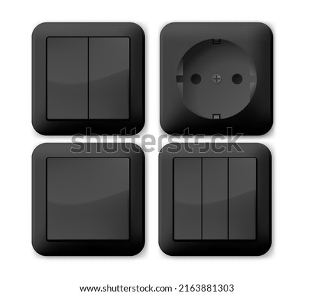 Socket plug, switch and extension vector outlet for electric plugs and electricity illustration.