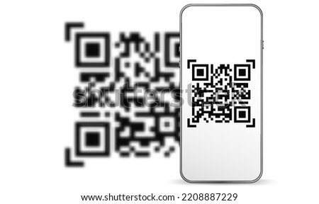 Scan pay. Mobile smartphone screen for payment pay, scan barcode technology background. Qr code scanner on digital smart phone. Online bill payment vector concept.