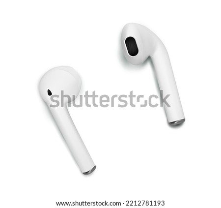 Headset music sound icon. Wireless audio ear headphone illustration. Headphones vector background. Wireless 3d stereo earbuds accessories.
