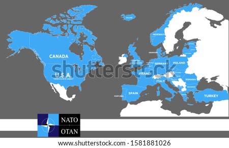 Map of NATO countries, world map detailed, vector illustration