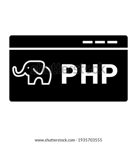 PHP Elephant Code Icon Isolated on White Background Flat Style. PHP Code Symbol for your Web Site Design, Logo, App, UI. Vector Illustration
