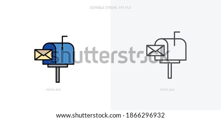 Postal box icon for your website, logo, app, UI, product print. Postal box concept flat Silhouette vector illustration icon. Editable stroke icons set