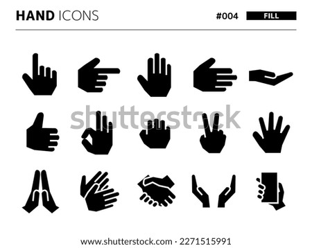 Fill style icon set related to hand_004