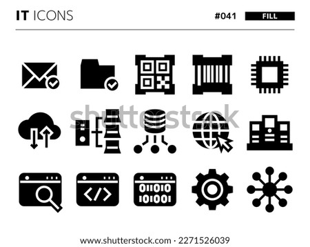Fill style icon set related to IT_041