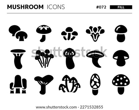 Fill style icon set related to mushroom_072