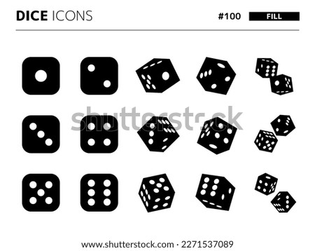 Fill style icon set related to dice_100