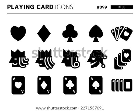 Fill style icon set related to playing card_099
