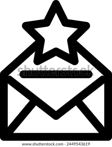 Line style icon related to loyalty, envelope, mail, star