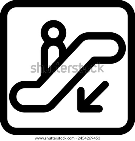 Line style icon related to information, escalator, down