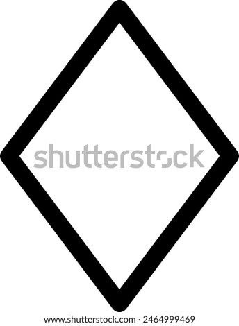 Line style icon related to playing card, diamond, rhombus