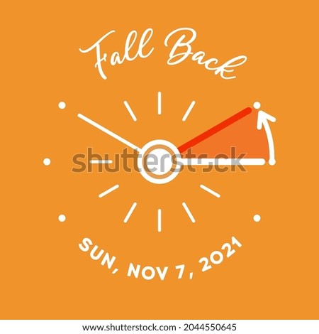 Daylight Saving Time ends 2021, banner. Graphic minimalist clock with turning clock hands to winter time. Fall backward concept. Clocks with date of 7 november. Vector illustration