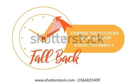  Icon of Daylight Saving Time Ends, November 5, 2023 Web Banner Reminder. Vector illustration with clocks turning an hour back