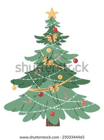 Similar – Image, Stock Photo Christmas tree decorated with candlelight standing in a brown room