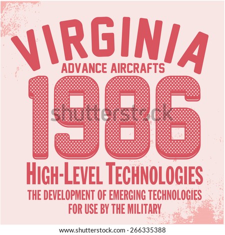 VIRGINIA - Vector graphics and typography t-shirt design for apparel. War Varsity.