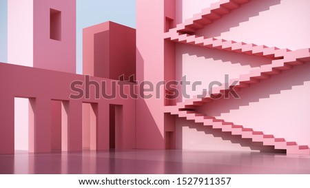 Similar – Image, Stock Photo Pink construction with stairs and floors