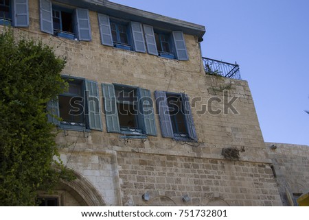 Ancient streets and stone houses in ancient city of Jaffa, Israel Foto stock © 