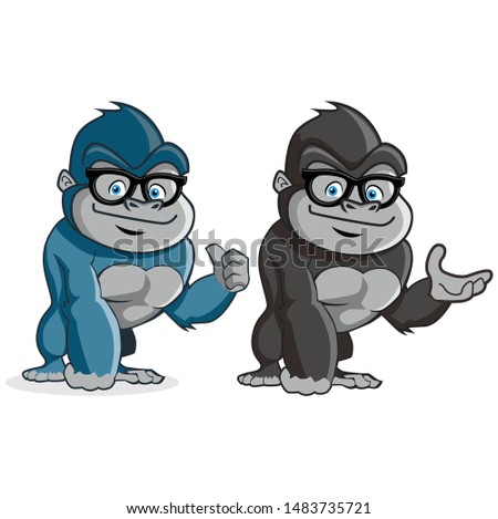 geek gorilla character mascot vector