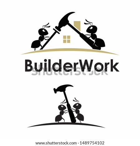 ant builder with house and hammer logo template