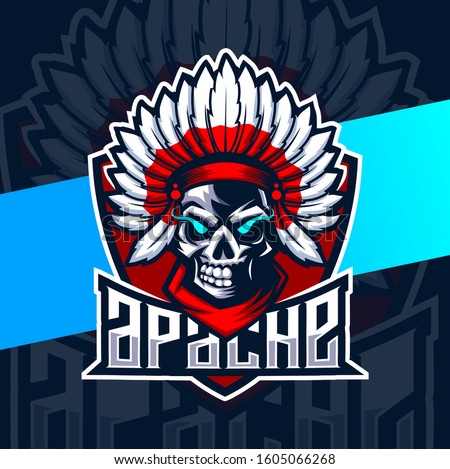 apache skull indian mascot esport logo