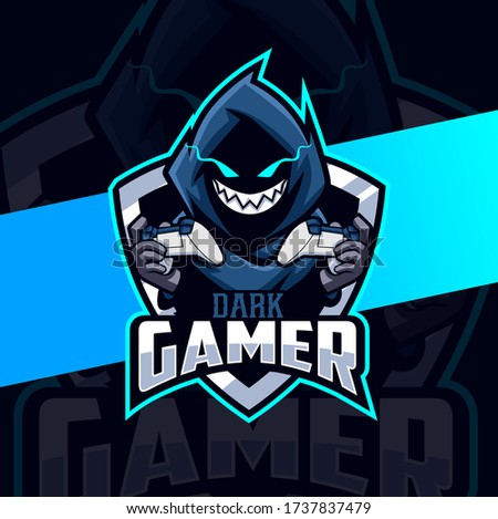 dark gamer cloak mascot esport logo design