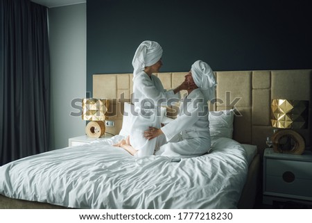 Image, Stock Photo Married couple Bath towel