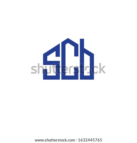 Initial letter SCB house abstract logo icon design minimalist monogram building property real estate symbol concept vector