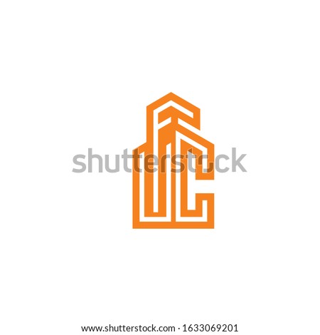 initial UFC logo building icon vector