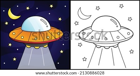 UFO Coloring Page Vehicle Illustration