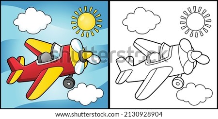 Propeller Plane Coloring Page Vehicle Illustration