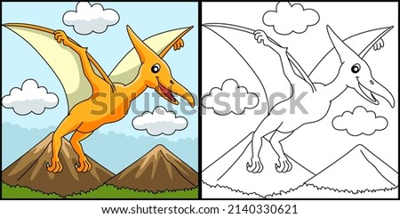 Pterodactyl Dinosaur Coloring Page Illustration Photo stock © 