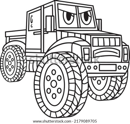 Off-Road Truck with Face Vehicle Coloring Page 