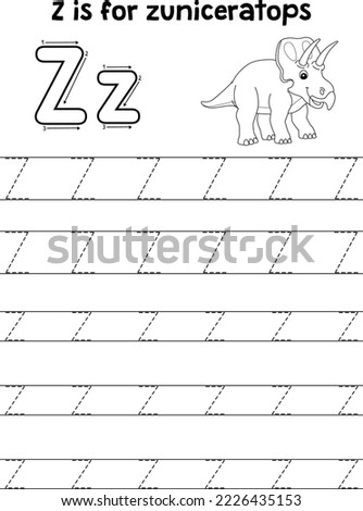 Zuniceratops Dino Tracing Letter ABC Coloring Z Stock fotó © 