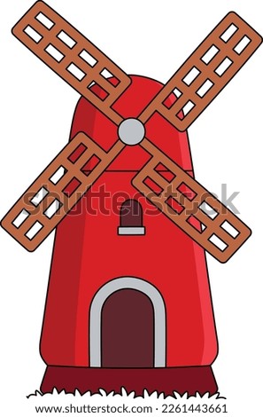 Spring Windmill Cartoon Colored Clipart 