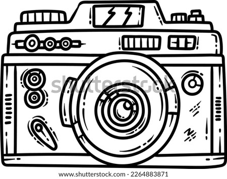 Summer Camera Line Art Coloring Page for Adult