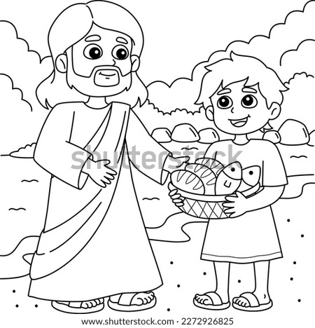 Christian Jesus Feeds 5000 People Coloring Page