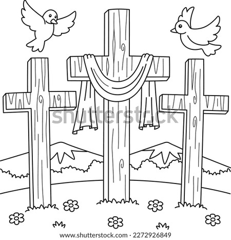 Christian Three Cross Coloring Page for Kids